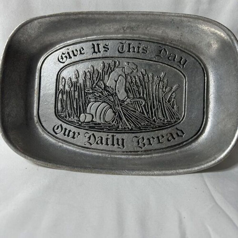 Wilton Columbia Bread Tray Plate Metalware Pewter‎ Give Us This Daily Bread